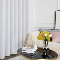Deconovo Gold Dotted Line Foil Printed Curtains, Energy Efficiency Room Darkening Curtains, W46 X L90 Inch, Silver Grey, 2 Panels - thumbnail 4