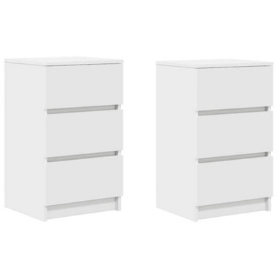 Berkfield Durable Bedside Cabinets With 3 Drawers 2 Pcs White 39X35X65 Cm