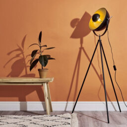 Valuelights Morpho Tripod Style Floor Lamp Black Metal Finish With Gold Interior Shade With Led Bulb - thumbnail 5