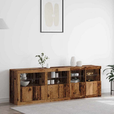 Berkfield Sideboard With Led Lights Old Wood 202X37X67 Cm Engineered Wood - image 1