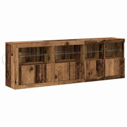 Berkfield Sideboard With Led Lights Old Wood 202X37X67 Cm Engineered Wood - thumbnail 2