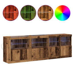Berkfield Sideboard With Led Lights Old Wood 202X37X67 Cm Engineered Wood - thumbnail 4