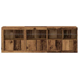Berkfield Sideboard With Led Lights Old Wood 202X37X67 Cm Engineered Wood - thumbnail 5