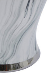 Orsina Large Marble Effect Ceramic Jar, Urn Shaped Decorative Jar With Lid And Silver Trim, White Marble Vase - thumbnail 3