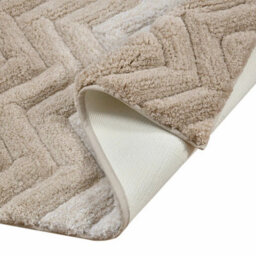 Xample Riviera Home Chevron Taupe Ombre Bath Mat, Super Soft Plush Bathroom Rug With Non-Slip Backing, Machine Washable, 55 X 91 Cm - thumbnail 3
