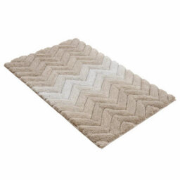Xample Riviera Home Chevron Taupe Ombre Bath Mat, Super Soft Plush Bathroom Rug With Non-Slip Backing, Machine Washable, 55 X 91 Cm - thumbnail 2