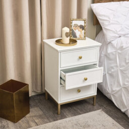 Melody Maison Pair Of White Three Drawer Bedside Tables - Aisby White Range - thumbnail 5