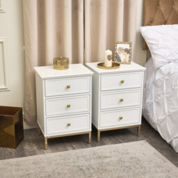 Melody Maison Pair Of White Three Drawer Bedside Tables - Aisby White Range - thumbnail 3
