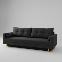 Bongo Upholstered Sofa Bed Hr Foam Bonnell Springs Wooden Legs Bedding Storage Living Room 220X94X86Cm Black - thumbnail 1