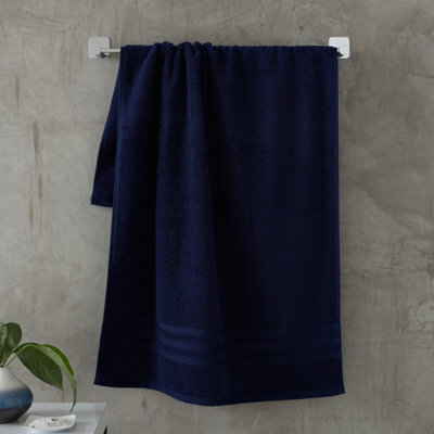 Catherine Lansfield Zero Twist Cotton Hand Towel Navy Blue - image 1