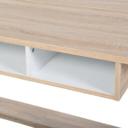 Beliani Light Brown Scandinavian Desk With Footrest 110 X 60 Cm, Two Shelves And Hidden Compartment - thumbnail 8