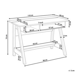 Beliani Light Brown Scandinavian Desk With Footrest 110 X 60 Cm, Two Shelves And Hidden Compartment - thumbnail 4