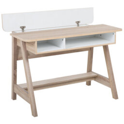 Beliani Light Brown Scandinavian Desk With Footrest 110 X 60 Cm, Two Shelves And Hidden Compartment - thumbnail 5