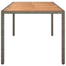 Walplus Garden Table 190X90X75 Cm Poly Rattan And Acacia Wood Grey - thumbnail 4