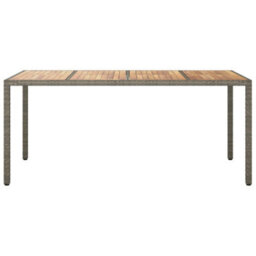 Walplus Garden Table 190X90X75 Cm Poly Rattan And Acacia Wood Grey - thumbnail 3