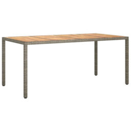 Walplus Garden Table 190X90X75 Cm Poly Rattan And Acacia Wood Grey - thumbnail 2