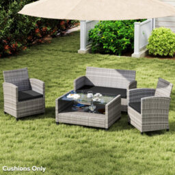 Outsunny 3Pcs Rattan Garden Seat Cushions Pads For Patio Furniture Black