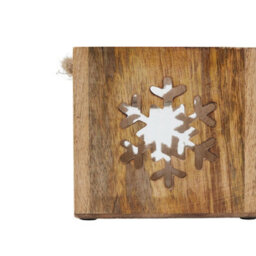 Hill Interiors Wooden Snowflake Tealight Holder Brown (14Cm X 14Cm X 14Cm) - thumbnail 5