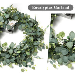CLEFFNS 4Pcs Eucalyptus Garland Faux Silk Leaf Silver Dollar Artificial Greenery Fake Eucalyptus Leaves Garlands For Table Wedding Party - thumbnail 6
