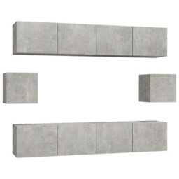Berkfield 6 Piece Tv Cabinet Set Concrete Grey Engineered Wood - thumbnail 2