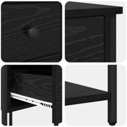 Berkfield Bedside Cabinet With Drawer Black Oak Engineered Wood - thumbnail 9