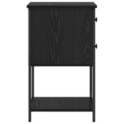 Berkfield Bedside Cabinet With Drawer Black Oak Engineered Wood - thumbnail 7