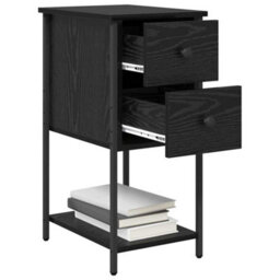 Berkfield Bedside Cabinet With Drawer Black Oak Engineered Wood - thumbnail 3