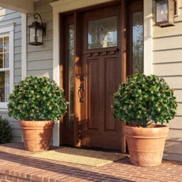 Gainoom Set Of 2 Artificial Holly & Red Berry Topiary Trees 60 Cm Sun-Protective Faux Evergreen Shrubs - thumbnail 3