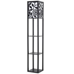 Darphe Multifunctional Carved Floor Lamp With Wooden Shelf,black,160Cm - thumbnail 5