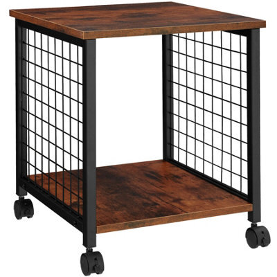 Tectake Bedside Table Gary - Industrial Style, 2 Shelves, Swivel Castors, 40 X 40 X 48 Cm - Industrial Wood Dark, Rustic - image 1