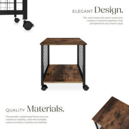 Tectake Bedside Table Gary - Industrial Style, 2 Shelves, Swivel Castors, 40 X 40 X 48 Cm - Industrial Wood Dark, Rustic - thumbnail 3