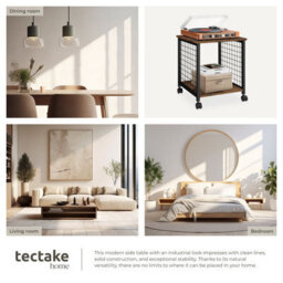 Tectake Bedside Table Gary - Industrial Style, 2 Shelves, Swivel Castors, 40 X 40 X 48 Cm - Industrial Wood Dark, Rustic - thumbnail 5