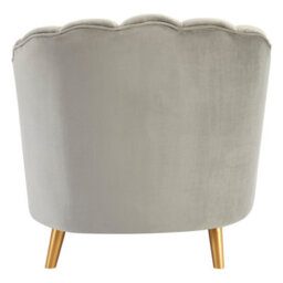 Orsina Grey Velvet Scalloped Armchair, Supportive Armrest Lounge Chair, Easy To Clean Velvet Accent Chair - thumbnail 2