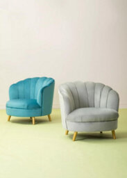 Orsina Grey Velvet Scalloped Armchair, Supportive Armrest Lounge Chair, Easy To Clean Velvet Accent Chair - thumbnail 5