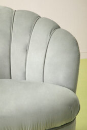 Orsina Grey Velvet Scalloped Armchair, Supportive Armrest Lounge Chair, Easy To Clean Velvet Accent Chair - thumbnail 3