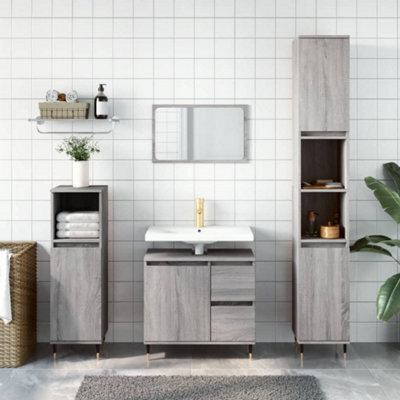 Berkfield 3 Piece Bathroom Furniture Set Grey Sonoma Engineered Wood - image 1