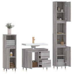 Berkfield 3 Piece Bathroom Furniture Set Grey Sonoma Engineered Wood - thumbnail 4
