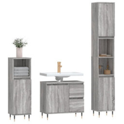 Berkfield 3 Piece Bathroom Furniture Set Grey Sonoma Engineered Wood - thumbnail 3