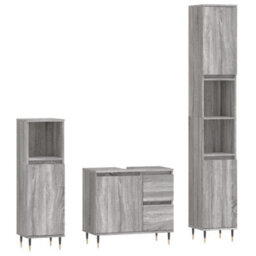 Berkfield 3 Piece Bathroom Furniture Set Grey Sonoma Engineered Wood - thumbnail 2