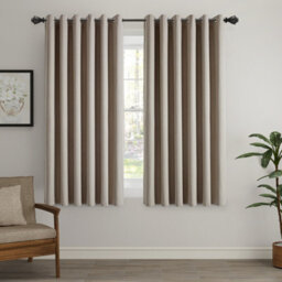 Ameha Linen 100%blackout Eyelet Curtain Mink Energy Efficient Thermal Insulated Window Curtain Pair 46X54' For Bedroom Curtain