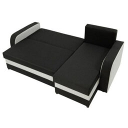 Kris M Corner Sofa Bed Has Storage Ottoman Polyurethane Foam Wooden Frame Plastic Legs 238X147X80Cm Black And Cream - thumbnail 2