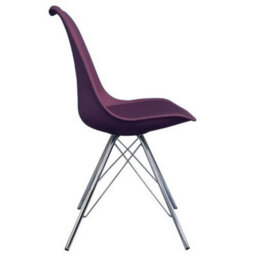 Fusion Living Soho Aubergine Plastic Dining Chair With Chrome Metal Legs - thumbnail 6
