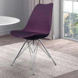 Fusion Living Soho Aubergine Plastic Dining Chair With Chrome Metal Legs - thumbnail 2