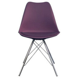 Fusion Living Soho Aubergine Plastic Dining Chair With Chrome Metal Legs - thumbnail 7