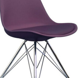 Fusion Living Soho Aubergine Plastic Dining Chair With Chrome Metal Legs - thumbnail 3