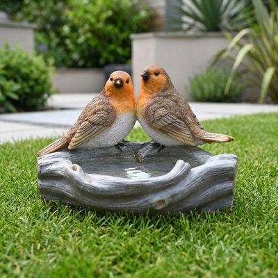 Robin Pair Garden Bird Bath Feeder - image 1