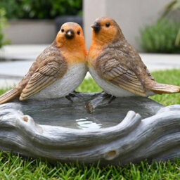 Robin Pair Garden Bird Bath Feeder - thumbnail 2