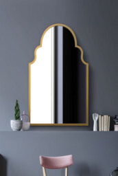 "Mirroroutlet Arcus - Gold Metal Framed Arched Wall Mirror 41"" X 24"" (104Cm X 61Cm)" - thumbnail 2