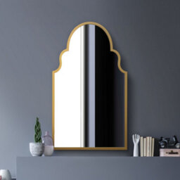 "Mirroroutlet Arcus - Gold Metal Framed Arched Wall Mirror 41"" X 24"" (104Cm X 61Cm)" - thumbnail 1