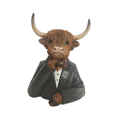 Straits Highland Cow In A Suit Farm Animal Bust Ornament 14Cm - image 1